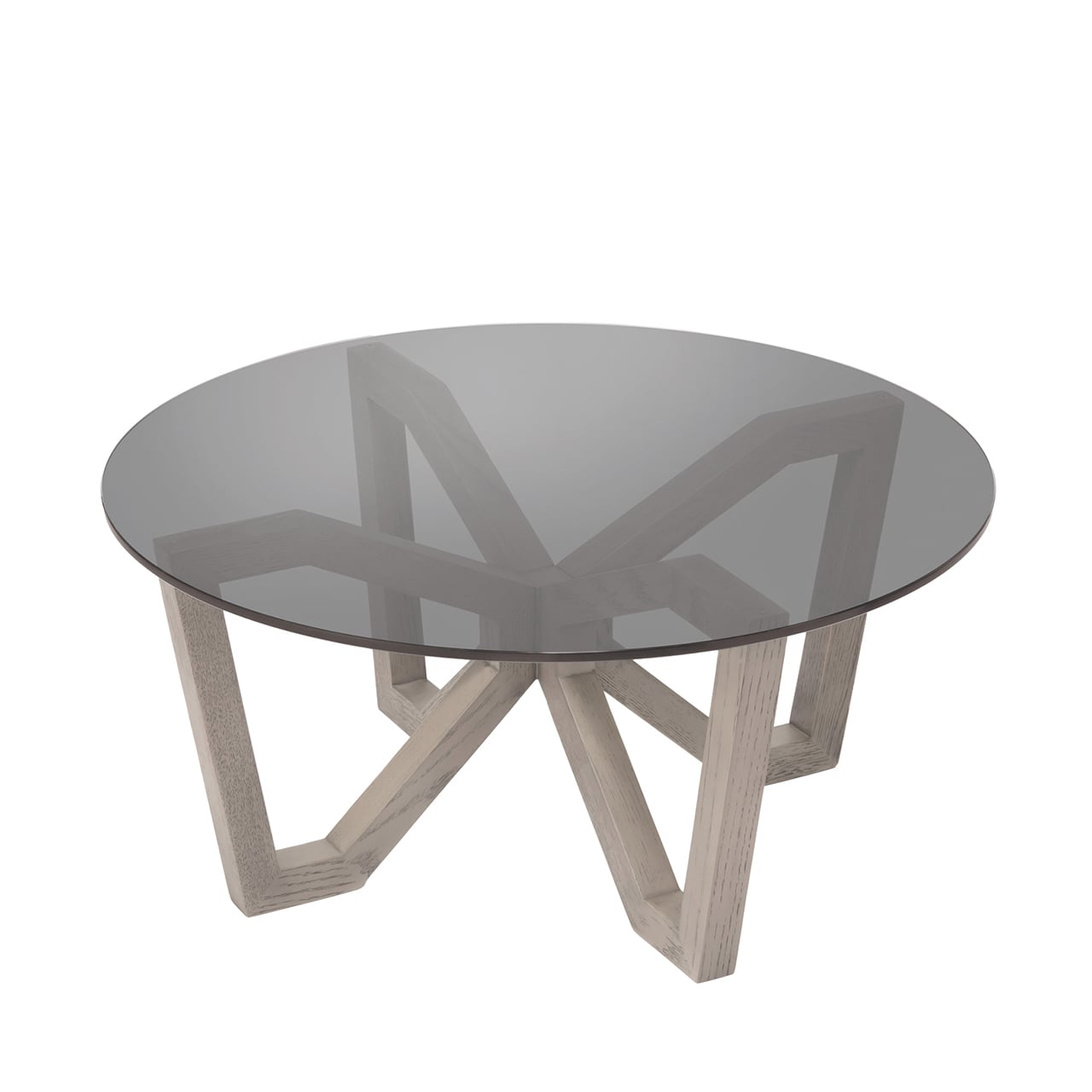 \コーヒーテーブル・リビングテーブル|ガラス天板 Φ800 オーク材 ブラウン色| BH-03G