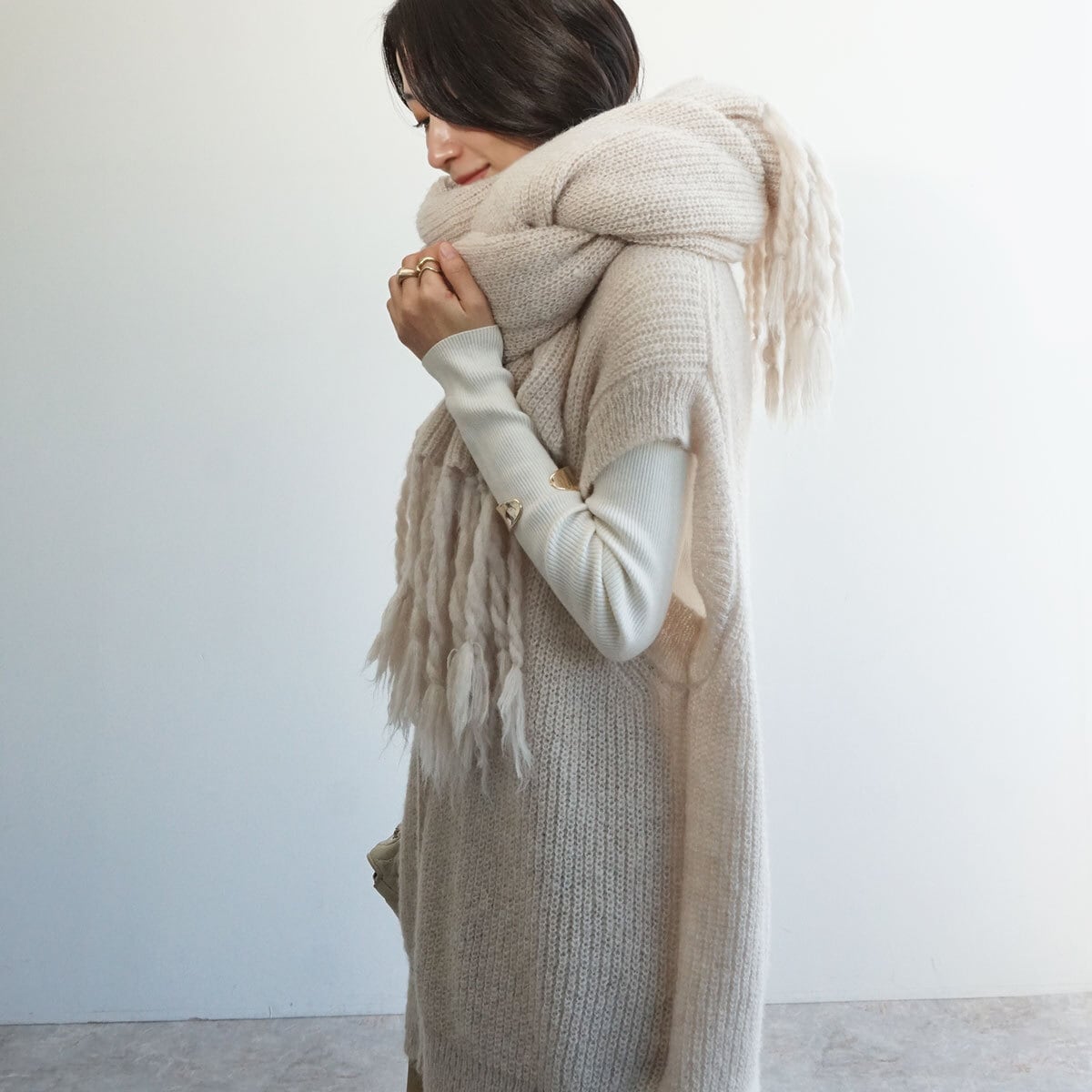 大判ねじりフリンジストール SALE | FASHFREN/ファッシュフレン