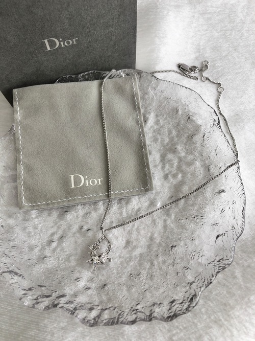 Christian Dior クリスチャン ディオール ネックレス シルバー DIOR スター ラインストーン vintage ヴィンテージ オールド hhj37j