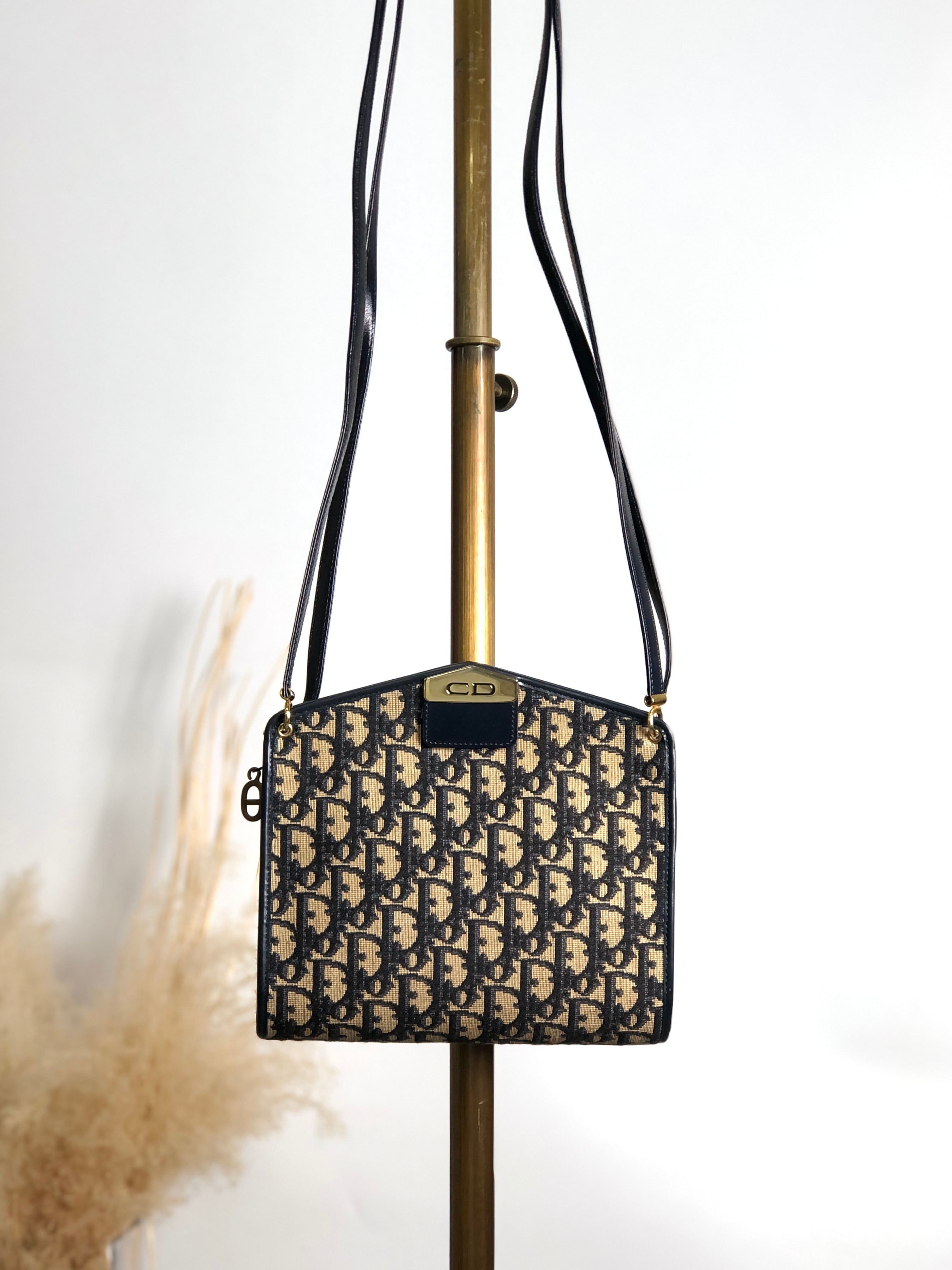 Christian Dior クリスチャン ディオール トロッター ショルダーバッグ ネイビー CD ジャガード vintage ヴィンテージ オールド 2vvpv4