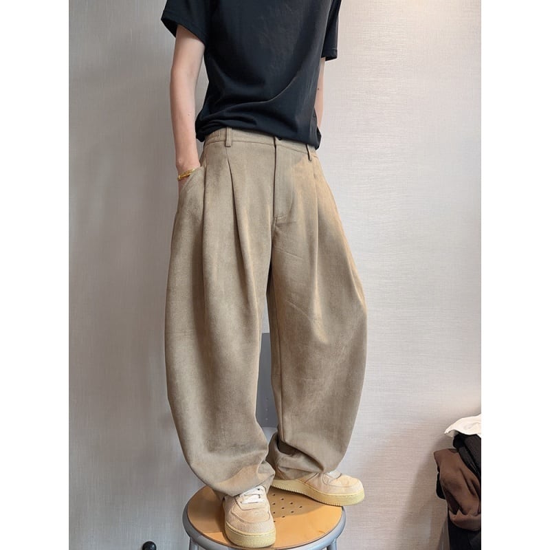 dannyandzeeスエードプリーツカーブパンツ