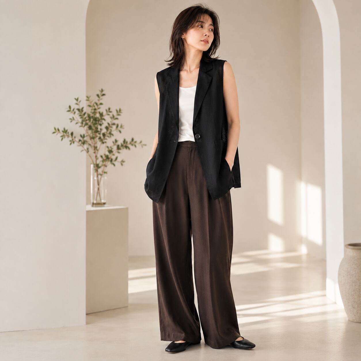 LINEN TAILORED GILET