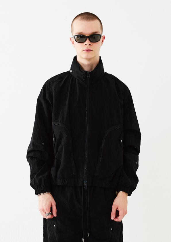 TAUPE トープ】RIPSTOP STAND ZIP JACKET BLK | delhezi