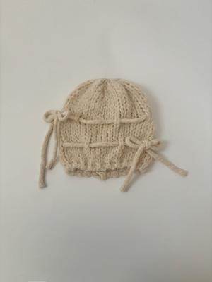 (即納)amiment / margaret ribbon beanie / ivory