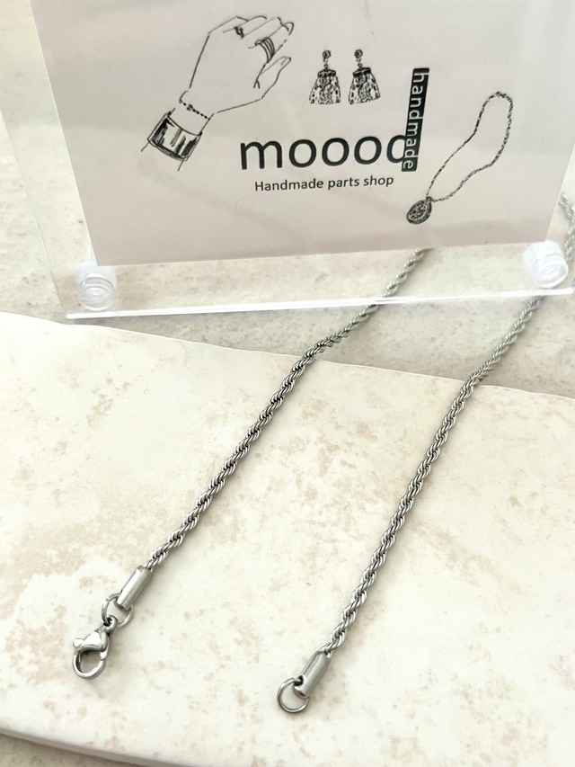 【1pcs】45cmステンレス製ツイストロープチェーンゴールドネックレス/チェーンパーツ