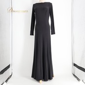 社交ダンス 衣装 CHRISANNE クリスアン ドレス ワンピース ブラック系 無地 シンプル 伸縮 ストレッチ 黒 上品 練習 レッスン ドレープ ダンス衣装 イベント ステージ パーティー おしゃれ かわいい