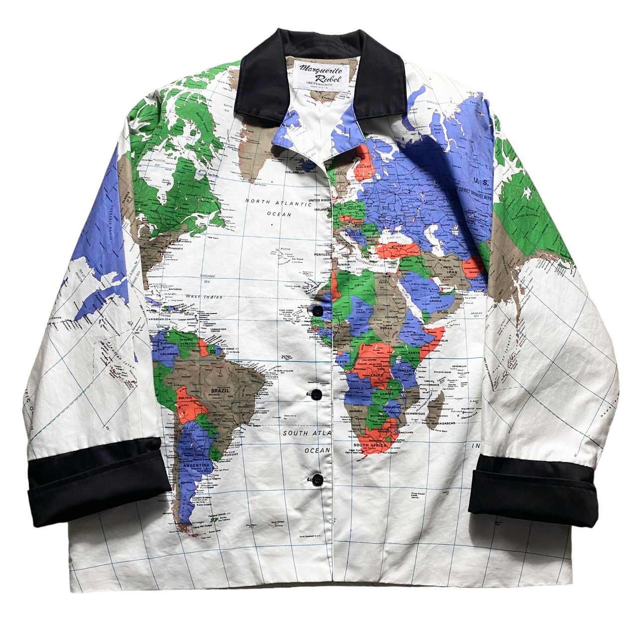 vintage 1980’s oversized shirt jacket “World Map”