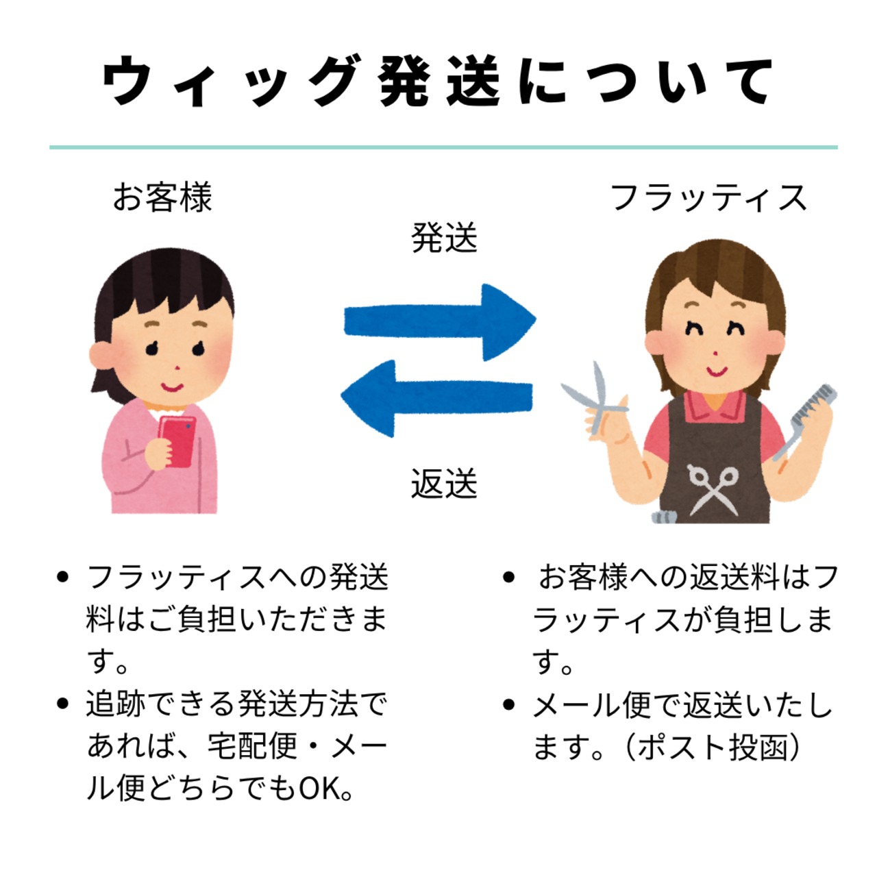 宅配ウィッグケア便【カット】自社製ウイッグ対象|美容師による人毛ウィッグ専用カットサービス 自宅から送って自然に馴染む仕上がりに