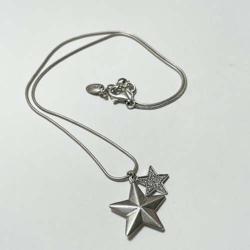 Vintage ESPRIT 925 Silver Double Star Pendant Necklace