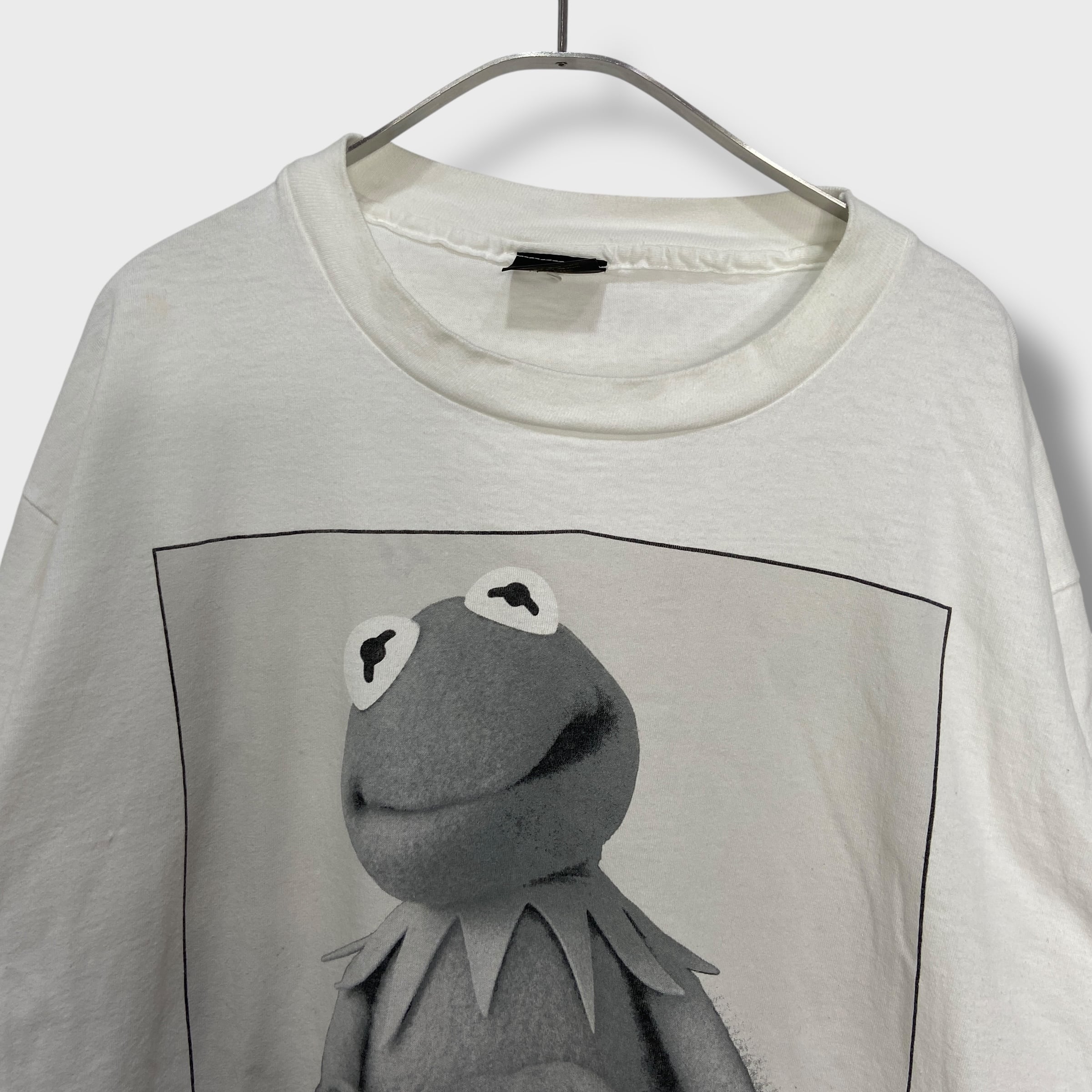 希少 90s USA製 カーミット キャラクターTシャツ パロディ 白 XL