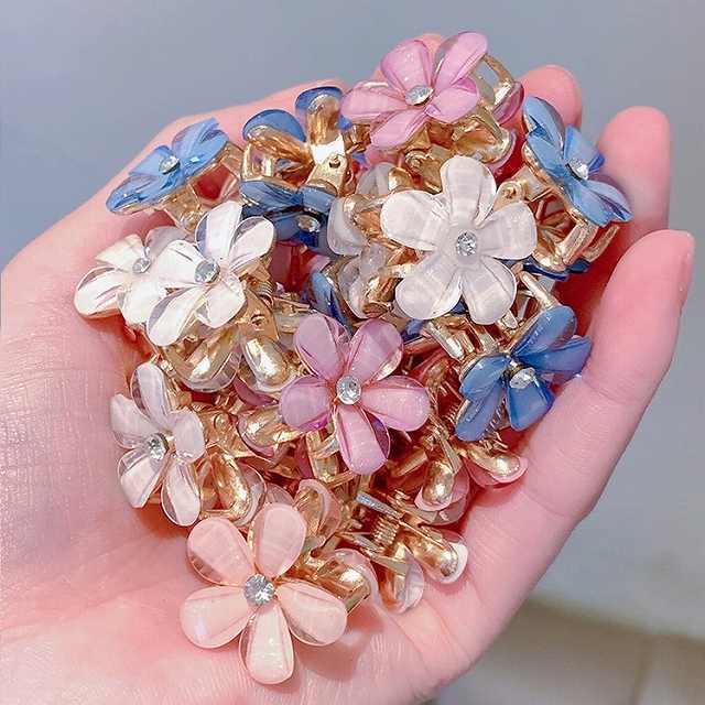 WIEXUNミニ 佳 ヘアクリップ 6個セット花 ヘアクリップ 前髪