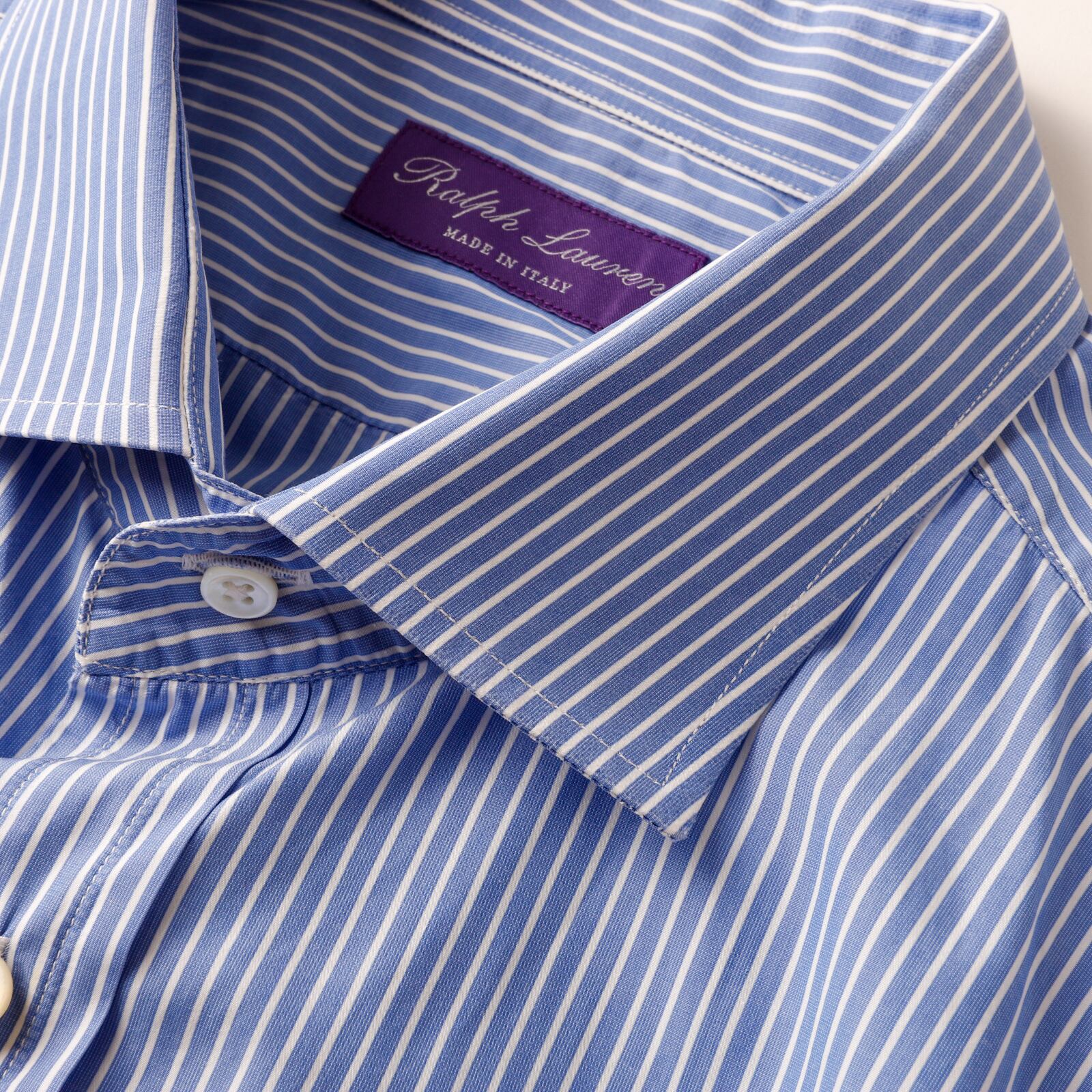 スペシャル イタリア製 ラルフローレン パープルレーベル ストライプ シャツ L 定価8万】Ralph Lauren Purple Label special cotton stripe shirt