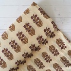 ブロックプリント生地【50cm単位】インド綿 花柄 生成り×赤 #40810-RD1