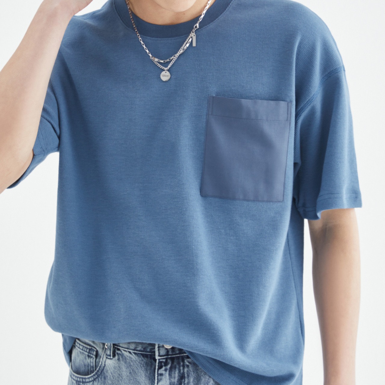 ポケット付きワッフルTシャツ　MT0110008