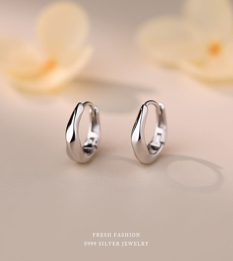 K18鏡面仕上げ フープピアス シルバー999アクセサリー | Daimaruya