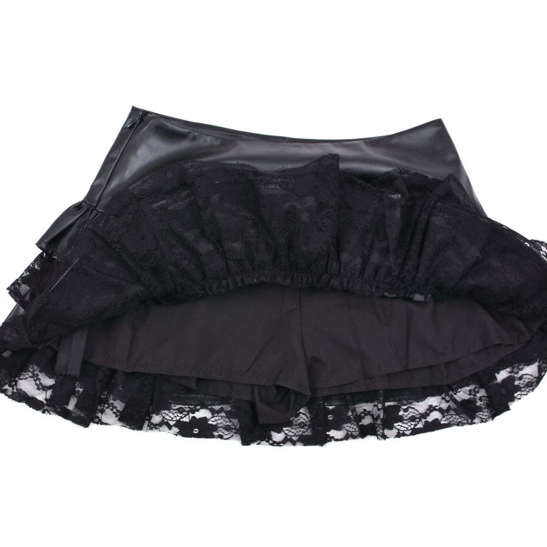 2点セット】ベルト付き レースフリルレザースカート | VOLCAN&APHRODITE