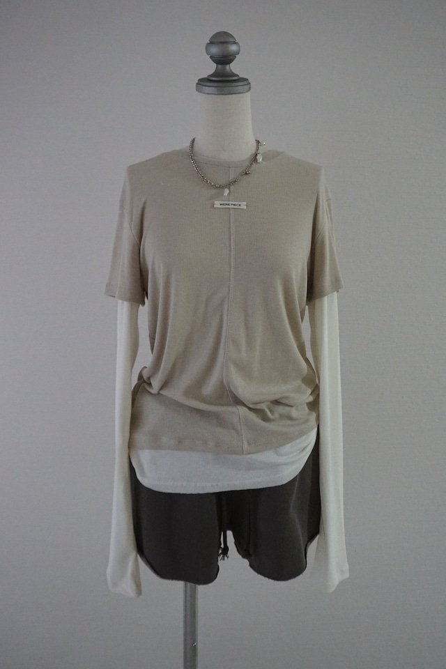 Layered rib T-shirt (Beige)  2601-72-008