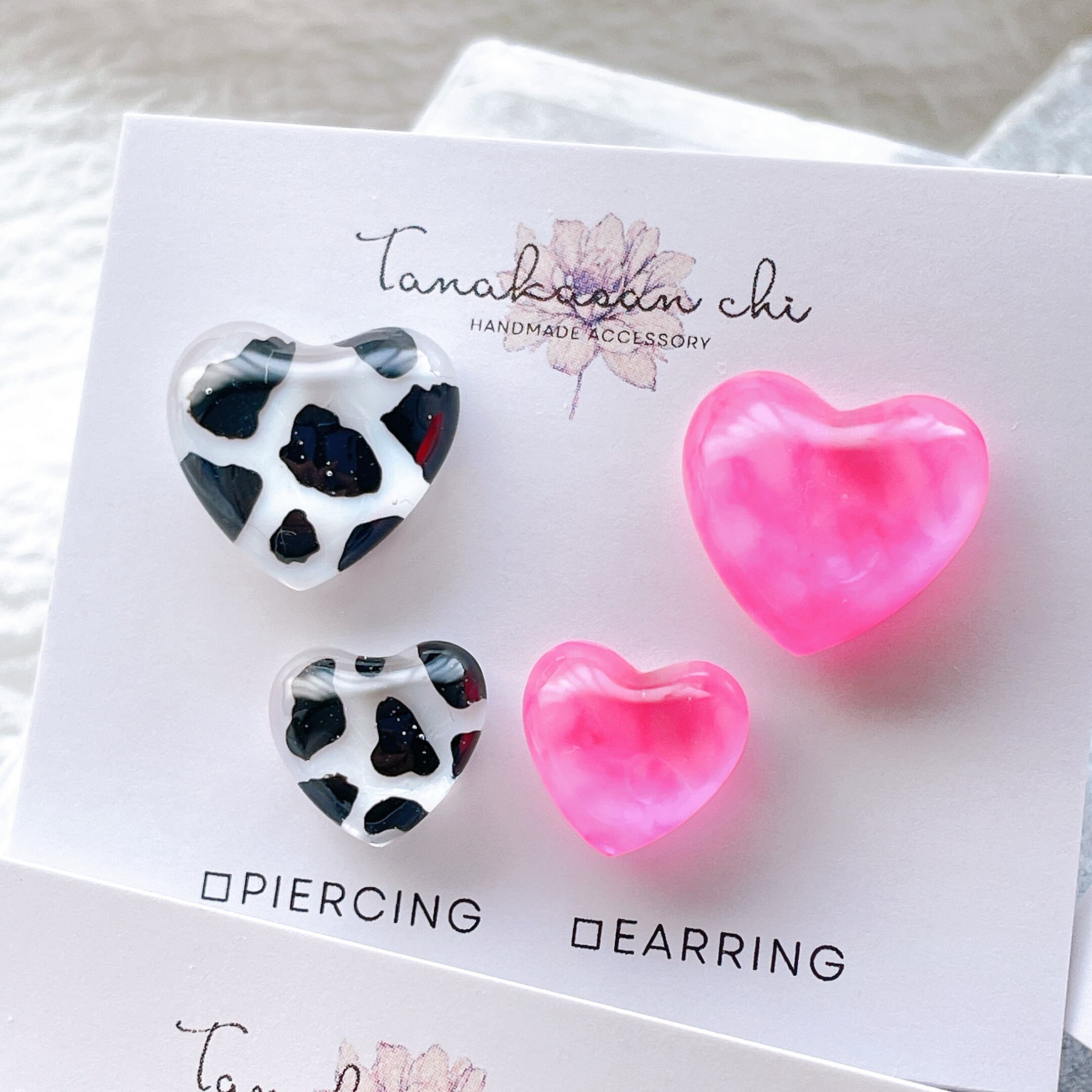モーっと♡牛柄のバイカラーアクセサリー ハンドメイドアクセサリー