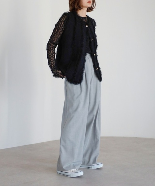 フリンジリブニットベスト