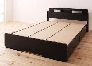 照明・棚付き収納ベッド ベッドフレームのみ セミダブル