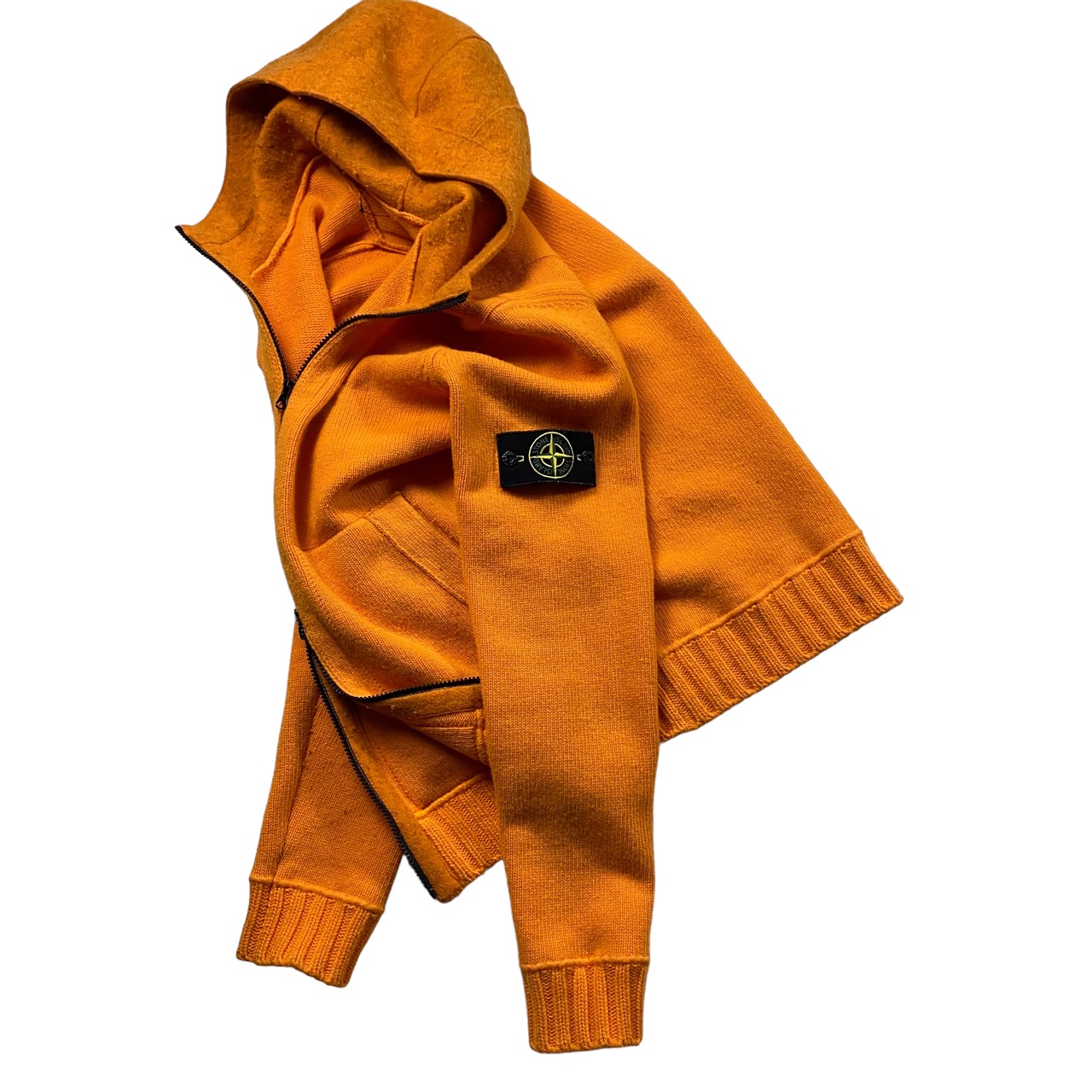STONE ISLAND orange knit parka