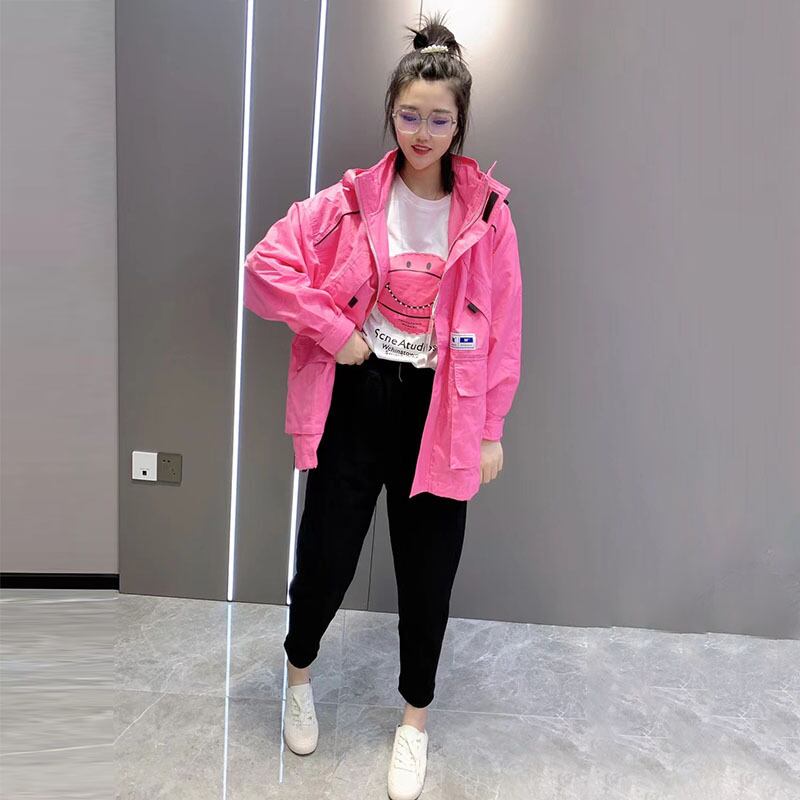 スプリングフードコート ルーズ 大きめサイズ 春物 ミックスインファッション37165217511