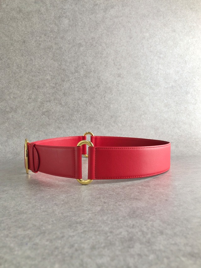 Christian Dior クリスチャン ディオール ベルト レッド オーバル レザー vintage ヴィンテージ オールド x8prhh