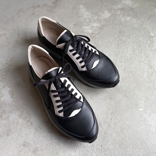 men's HAND MADE leatherスニーカー　Vibram sole　Black