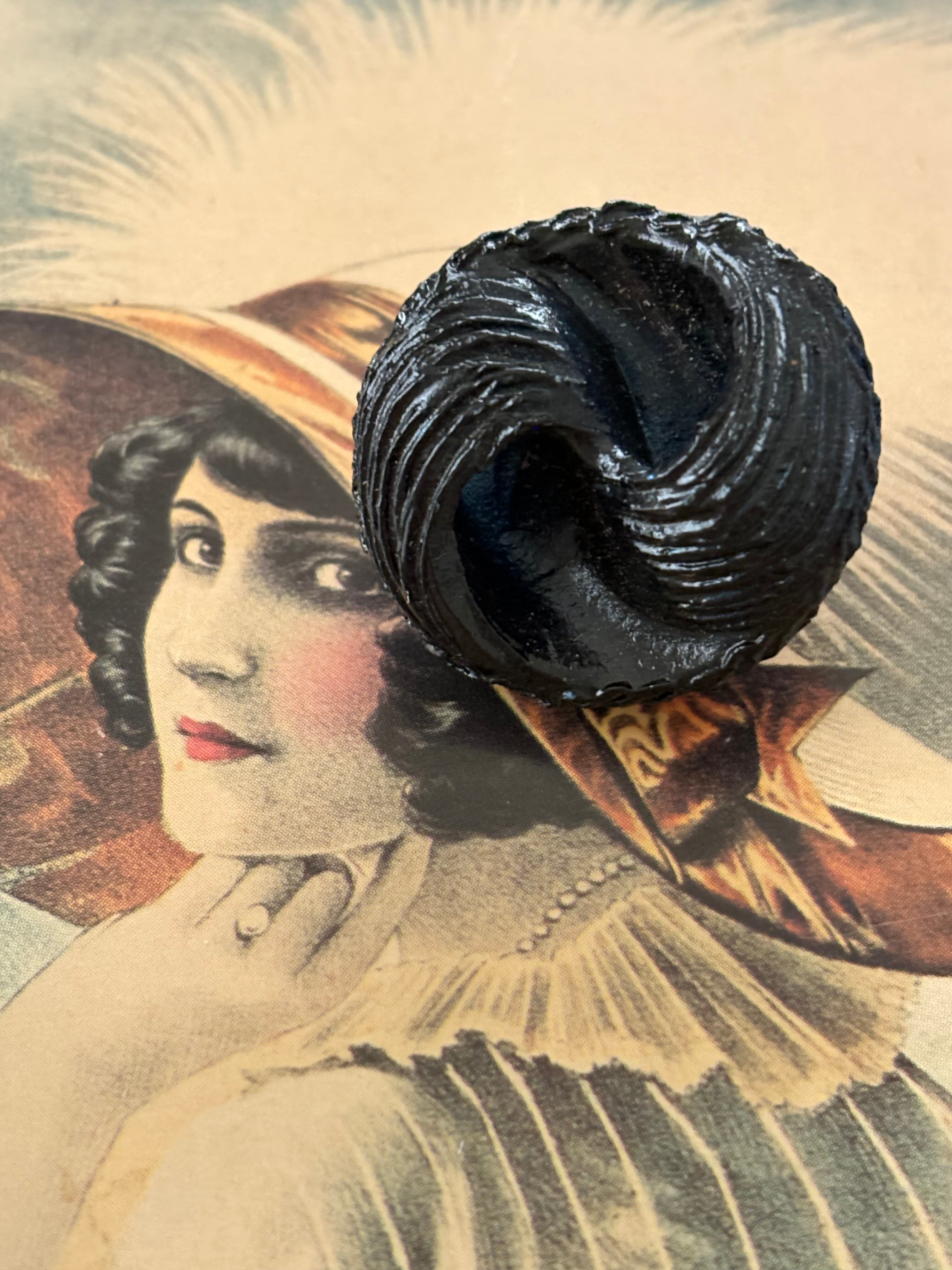 27mm フランス アンティークボタン デッドストック 濃紺 ネイビー アクセサリーパーツ デコレーション材