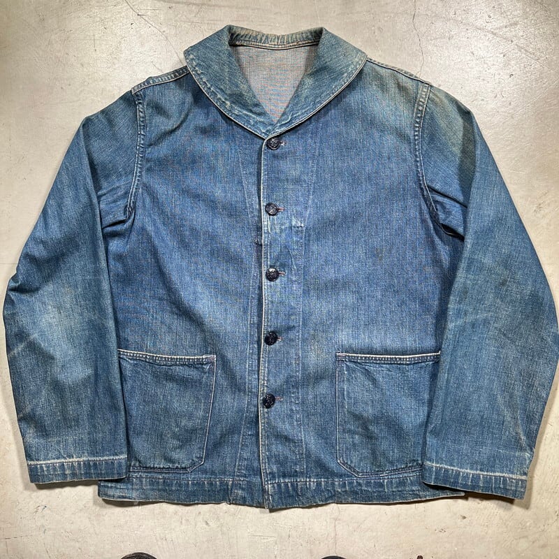 XL【HOUSTON】WABASH DENIM　 ショールカラーU.S.NAVY