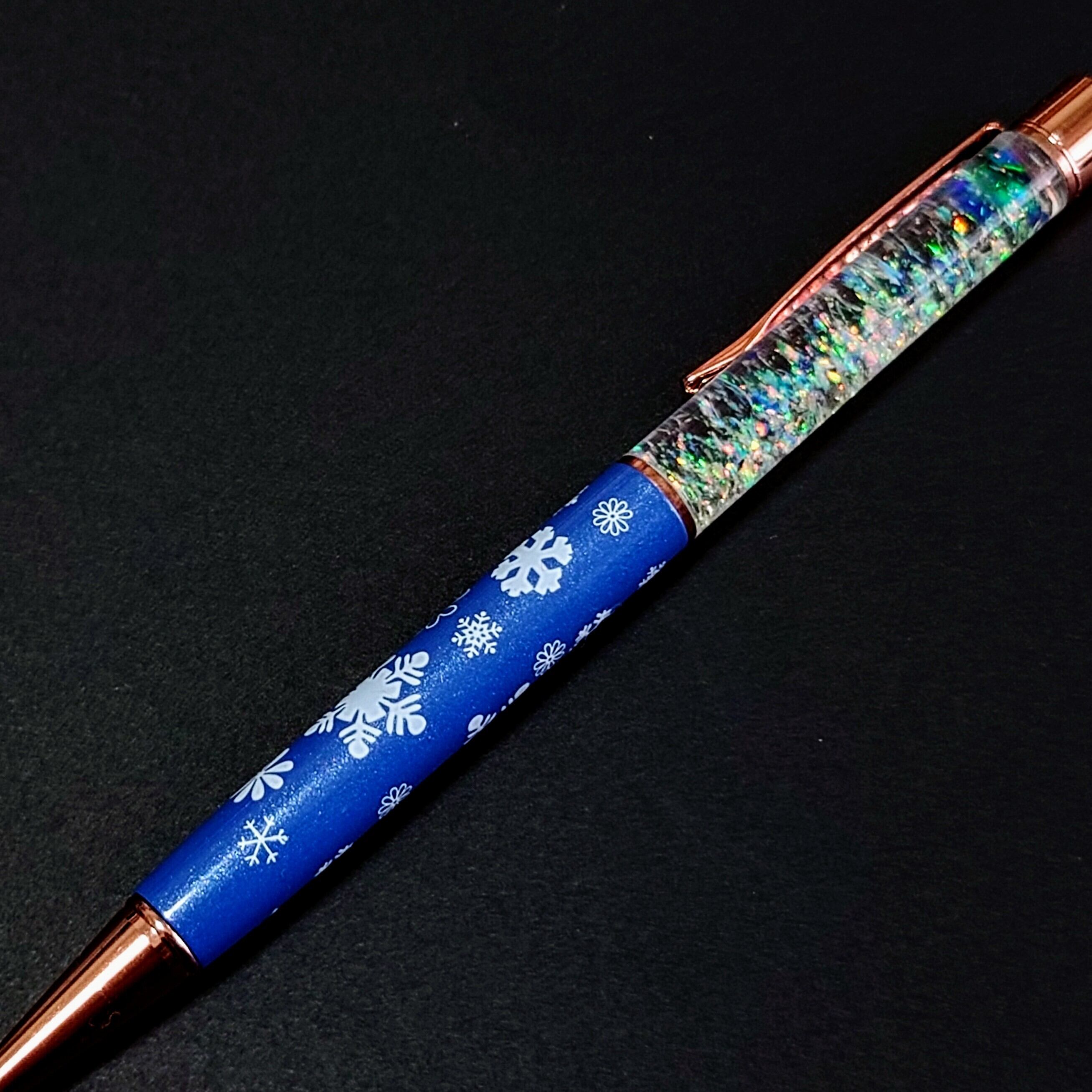 青と白のボールペン 特定の文言入り