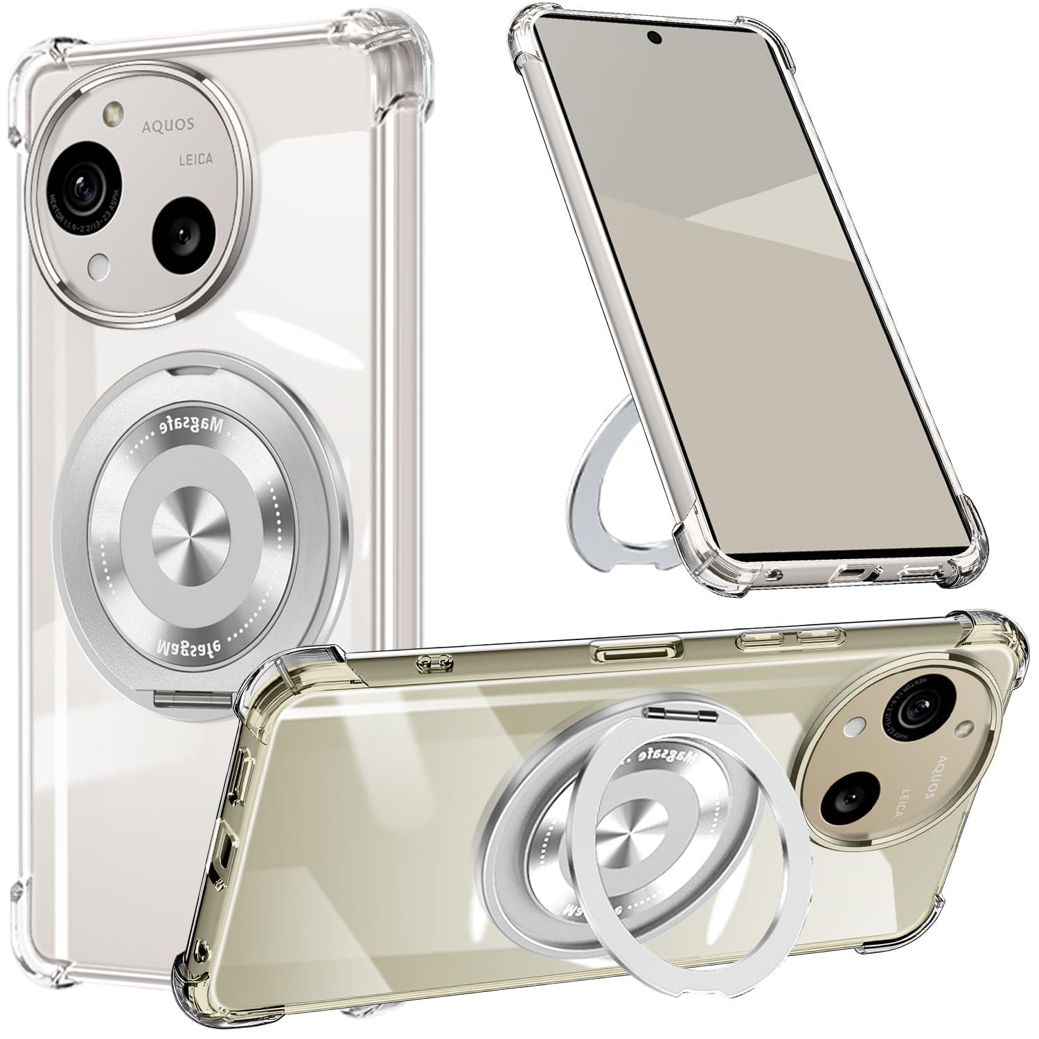 ZHIYIJIA AQUOS R9/R10 用 ケース クリア リング付き TPU 薄型 軽量