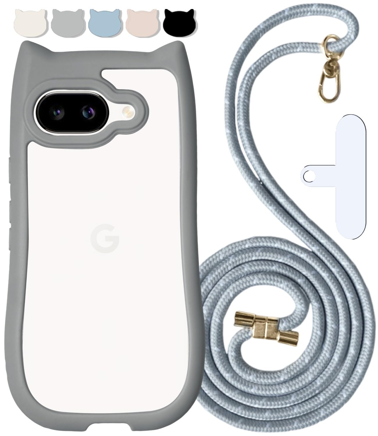 shinyle ケース pixel 用の 9a クリア 可愛い 猫耳 ショルダー スマホケース ストラップ付き スマホショルダー pixel対応の 9a 携帯ケース ぐーくる向け 耐衝撃 スマホカバー 透明 韓国 クリアケース 肩掛け 首掛け ストラップ かわいい おしゃれ ねこみみ バンパー 全面保護 かわいい