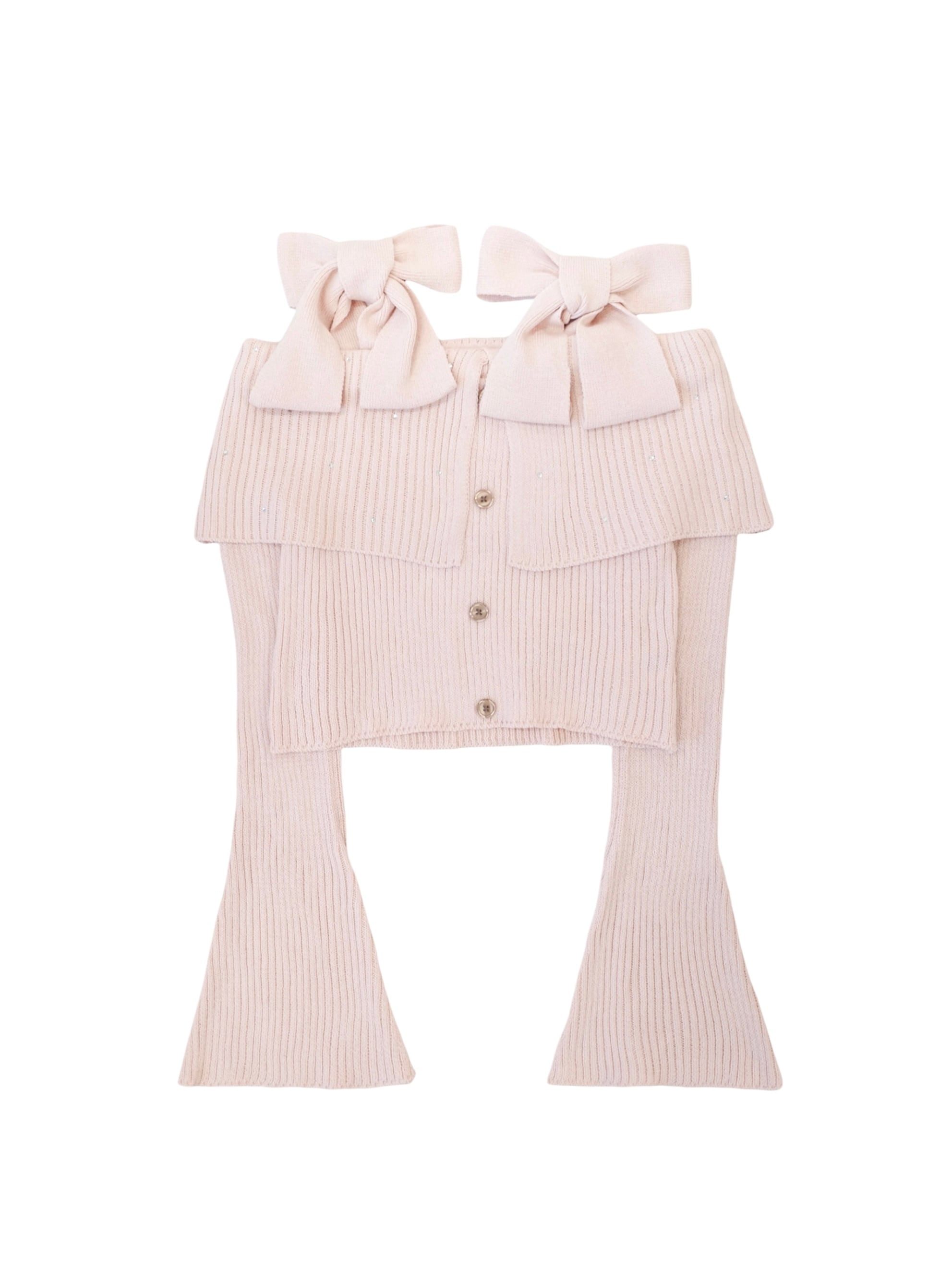 original/再入荷】rhinestone knit set up(pink beige) | POMME d