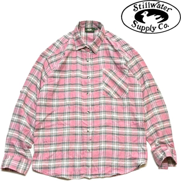 1点物◇Stillwaterピンクネルシャツ長袖チェックシャツ古着XXLメンズ