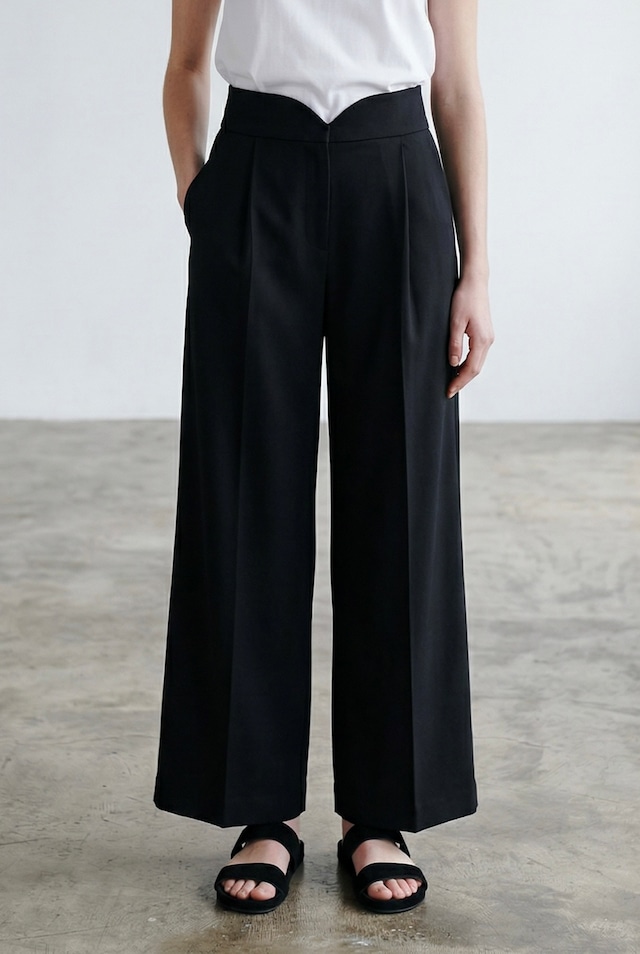 HEART WOOL PANTS BLACK