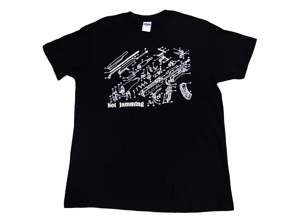 AK47 カラシニコフ展開図 半袖黒色 Tシャツ 選べる6サイズ S,M,L,XL