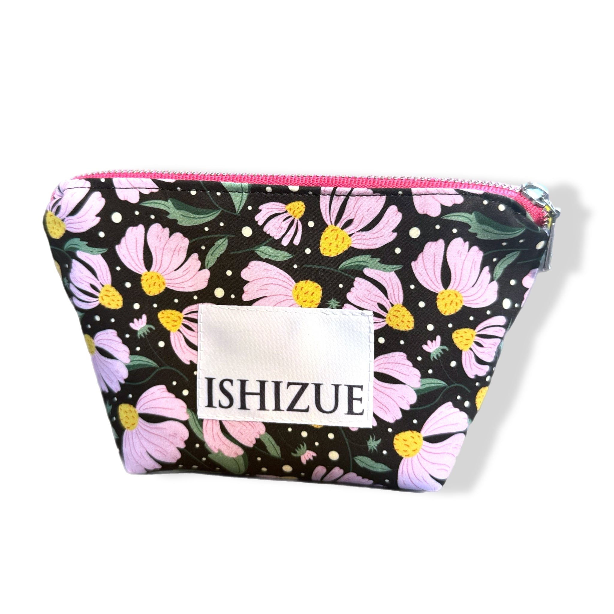 花柄ポーチ / ピンク×ブラック