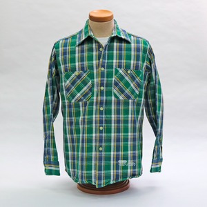 BS23F-1011 Retro Heavy Flannel Shirt / Green x Navy