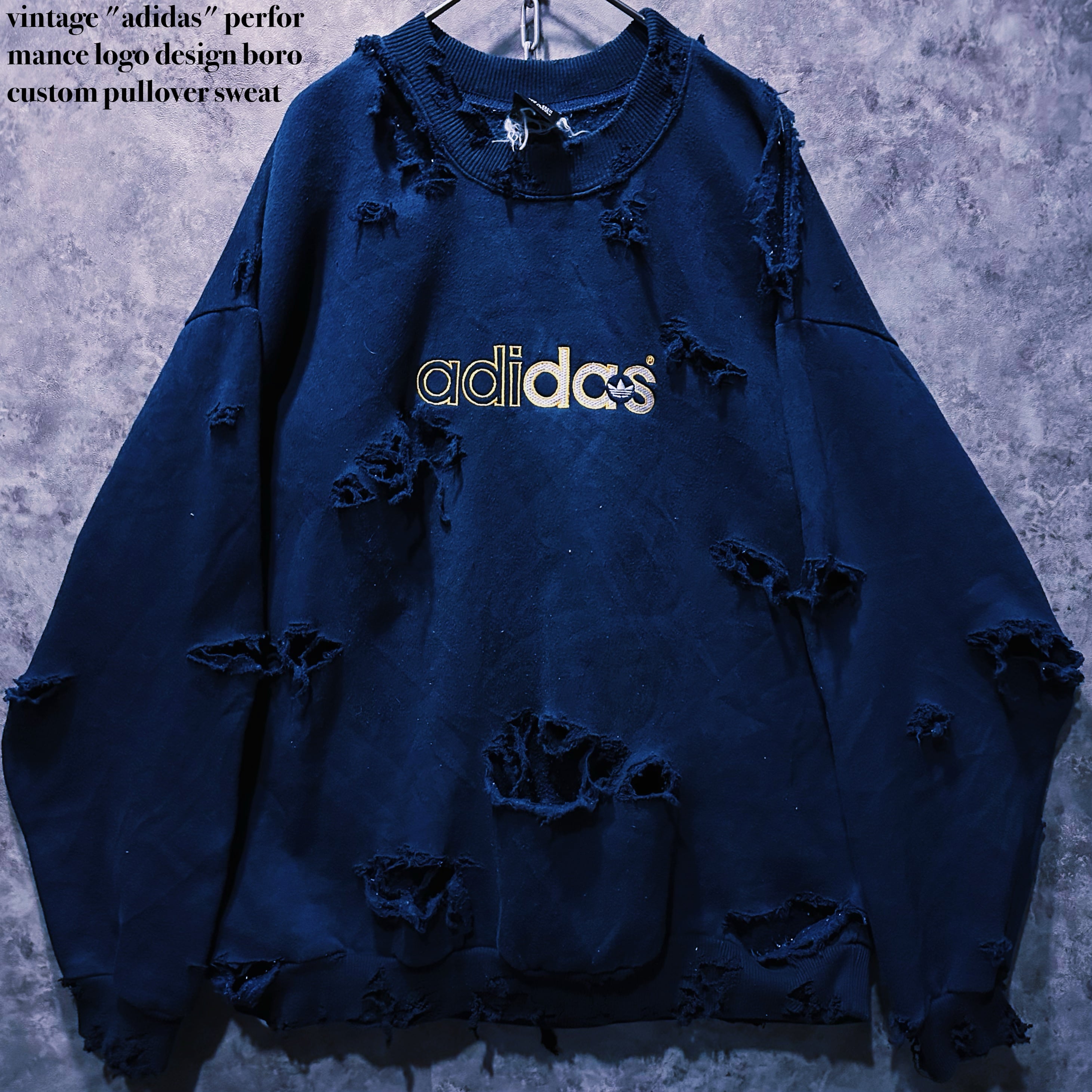 【doppio】vintage "adidas" performance logo design boro custom pullover sweat