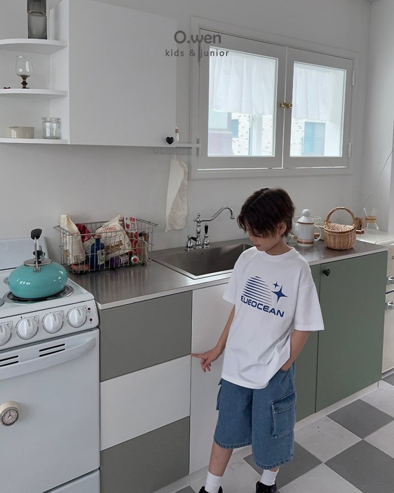 [O.wen] Blue Ocean Short sleeve T-shirt (JS/JM/JL/JXL) / [오웬] 블루오션반팔티 (JS/JM/JL/JXL)
