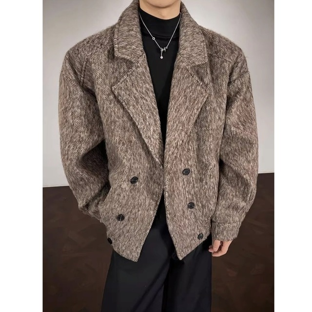 ミックスカラー ダブルブレストショートブルゾン 3カラー D12157