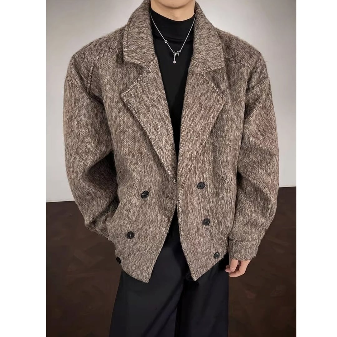 ミックスカラー ダブルブレストショートブルゾン 3カラー D12157