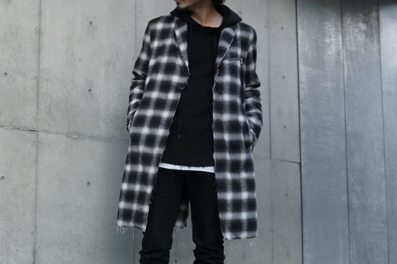 身幅51cmASKYY / ROBE COAT 2ND / BLK×WHT