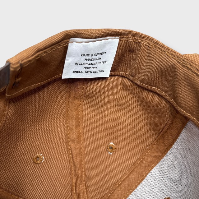 デッドストック 90s USA製 ロゴキャップ ダック地キャップ 企業ロゴ 茶