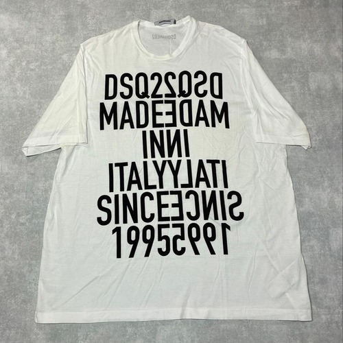 DSQUARED2 21ssミラー文字 プリント Tシャツ 白 イタリア製