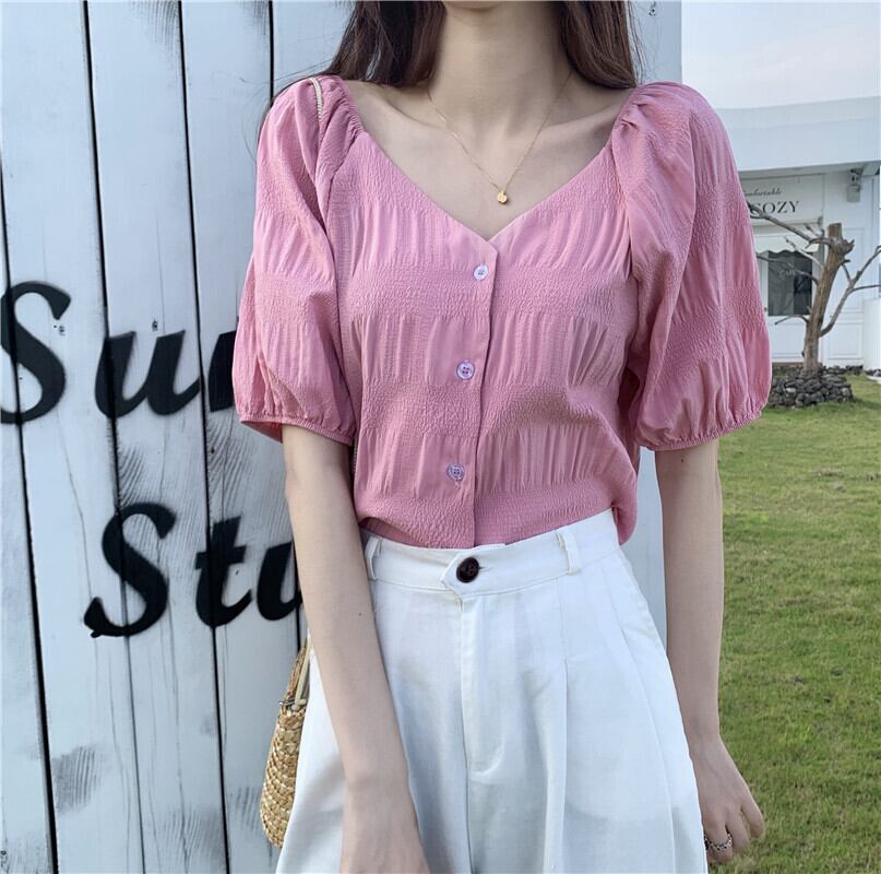 Vネックシャツ サマースタイルルーズトップス 夏物 YY-ファッション64599808209