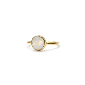 S925 PETIT STONE THIN RING -RAINBOW MOON STONE-