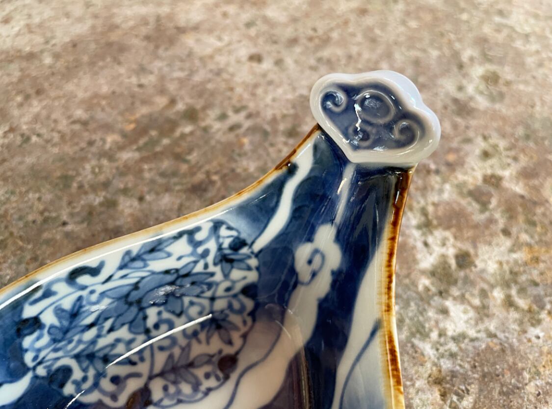 有田焼 福泉窯 染付濃丸紋地紋琵琶型小鉢 | FUCHIGAMI TOJIKI