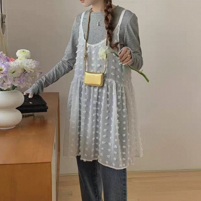 ドット キャミソールワンピース  L1134